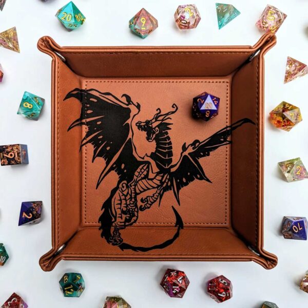 Spawn of Tiamat Dice Rolling Tray - Chestnut