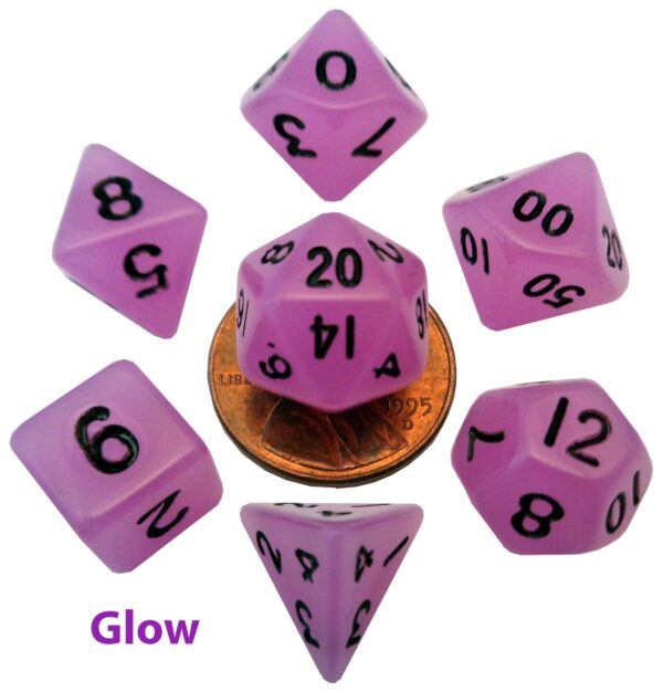 SET: Mini 10mm Glow Purple with Black Numbers