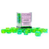 D6 Cube: Gemini Translucent: Green-Teal/Yellow 26666