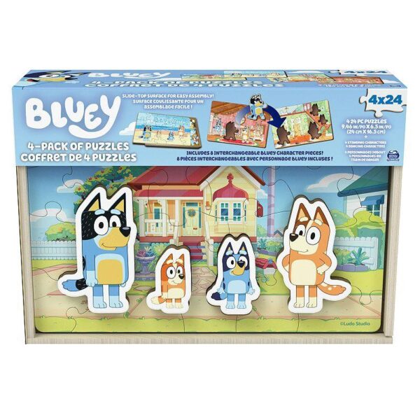 Jigsaw: Bluey 4pk Wood Puzzles